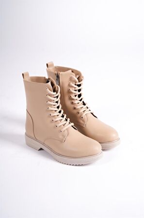 Kadın Postal Nut Fermuarlı Bağcıklı Kaymaz Taban Bot 2306