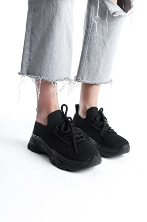Kadın Rocco Siyah Triko Taşlı Spor Ayakkabı & Sneaker