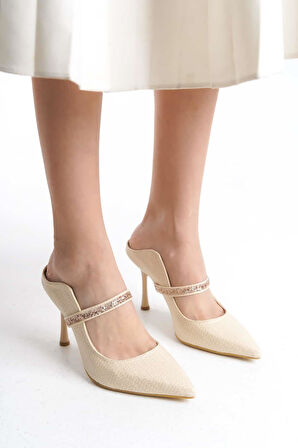 Kadın Mavera Kırem Rugan 9 Cm İnce Topuklu Sivri Burunlu Arkası Acık Tasarım Stiletto