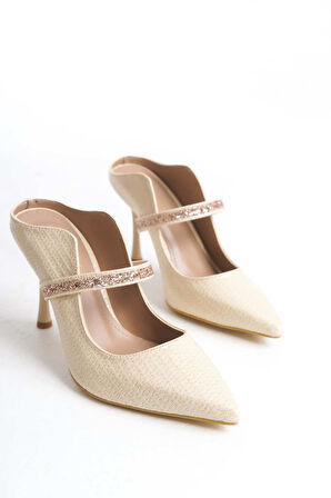 Kadın Mavera Kırem Rugan 9 Cm İnce Topuklu Sivri Burunlu Arkası Acık Tasarım Stiletto