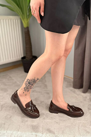 Kadın Flex Kahve Rugan Loafer Günlük Ayakkabı