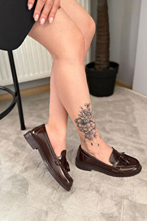 Kadın Flex Kahve Rugan Loafer Günlük Ayakkabı