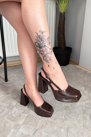 Preshley Kadın Asena Kahverengi 10 cm Platform Topuklu Ayakkabı Suni Deri