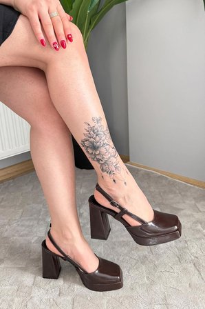 Preshley Kadın Asena Kahverengi 10 cm Platform Topuklu Ayakkabı Suni Deri