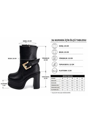 Kadın Lorenza Siyah 12 cm Platform Topuklu Kadın Bot K-2030