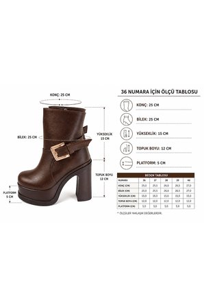 Kadın Lorenza Kahve 12 cm Platform Topuklu Kadın Bot K-2030
