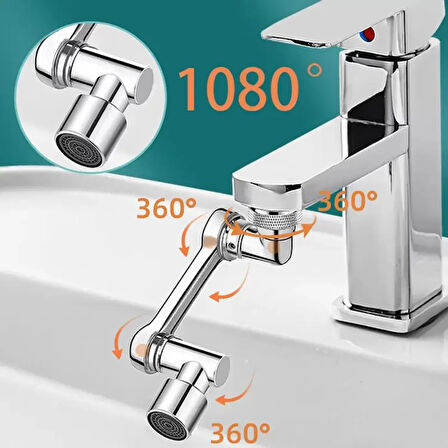1080 Derece Dönebilen Mutfak Ve Lavabo Bataryası Akrobat Musluk Ucu (4915)