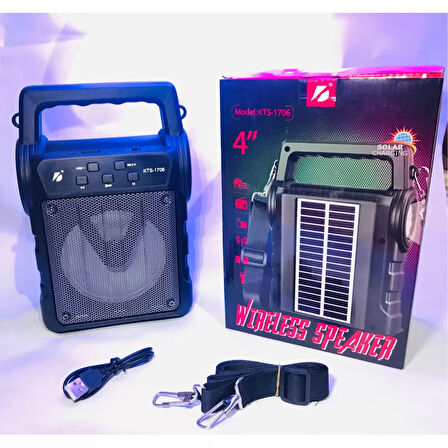 Kts-1706 Taşınabilir Güneş Enerjili Fenerli Bluetooth Hoparlör (4915)