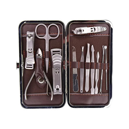 Tırnak Makası Tırnak Bakım Seti Deri Çantalı 12 Parça Set (4915)