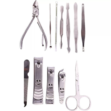 Tırnak Makası Tırnak Bakım Seti Deri Çantalı 12 Parça Set (4915)