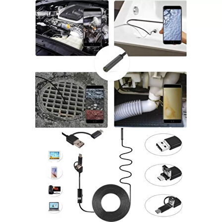 10mt Lens 5.5mm Işıklı Endeskop Boroskop Yılan Kamera (4915)