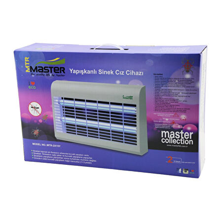 MASTER MTR-2X15Y  YAPIŞKANLI  SİNEK ÖLDÜRÜCÜ CIZ CİHAZI MAKİNE 30W 2PCS LED FLORESAN 100M2 ETKİLİ 47.5X9.5X29CM (4915)
