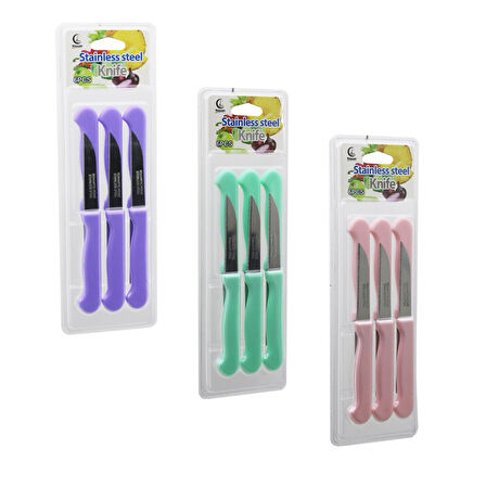 6PCS MEYVE BIÇAK  RENKLİ PLASTİK SAPLI   VAKUMLU AMBALAJ   BRKT-806155 (4915)