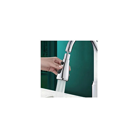 360 DERECE DÖNEBİLEN- 3 MOD  KROM YAĞMUR PÜSKÜRTME BORULU KUBAR MUSLUK UCU  (4915)