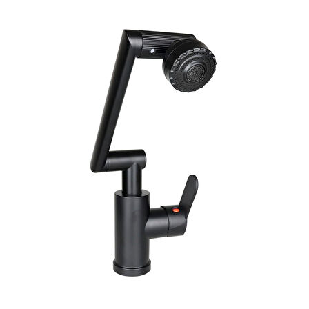 SİYAH - 1080 DERECE DÖNEBİLEN ÇOK FONKSİYONLU MUSLUK BATARYA KTX-3307 (4915)