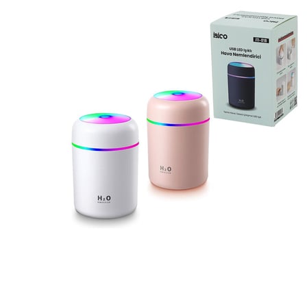 KLASİK 300ML H2O MİNİ USB ŞARJ- IŞIKLI HAVA NEMLENDİRİCİ - BUHAR MAKİNE - KOKU GİDERİCİ HERHANGİ BİR