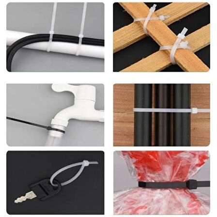 BEYAZ   3.6X200MM  PLASTİK CIRT KELEPÇE  100PCS (4915)