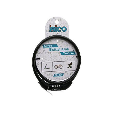 ŞİFRELİ EKO - İNCE BİSİKLET KİLİT ÇELİK TEL SİYAH ŞEFFAF KILIF 7MMX65CM (4915)