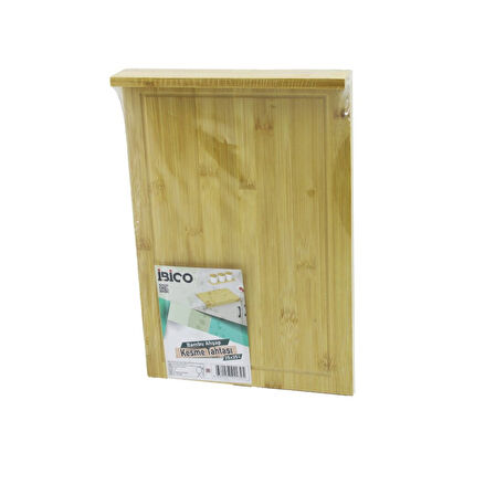 25x35cm  Ahşap Bambu Kesim Panosu - Kesme Tahtası Tezgah Üstü  Kanallı - Kenar Destekli (4915)