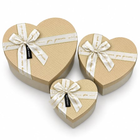 3PCS KALP MAT MİX RENKLİ KARTON HEDİYE KUTUSU KURDELALI 22X20-19X17-16X14CM (4915)