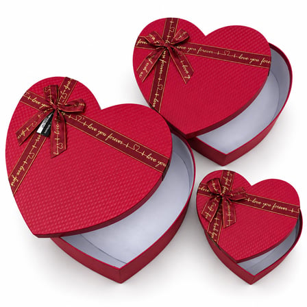 3PCS KALP MAT MİX RENKLİ - KABARTMA DESEN KARTON HEDİYE KUTUSU KURDELALI 31X28-27X24-23X20CM (4915)