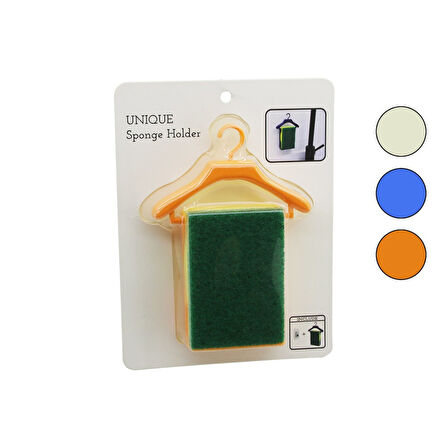 Askı Standlı Renkli Plastik - Yapışkanlı Bulaşık Süngeri 16x11x3.4cm (4915)