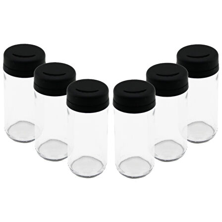 6 PCS CAM - 225ML BAHARATLIK - TUZLUK PLASTİK KAPAK (4915)