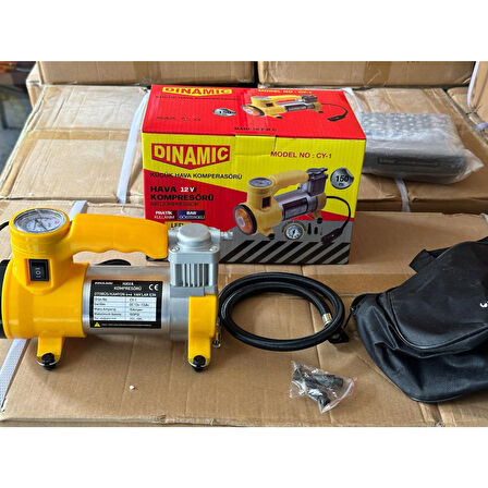 Oto - Araç Hava Kompresörü Kamyon - Otobüs - Dc/12v-13.5v - 15amp - 150psı - Bar Gösterge - Led Aydınlatma Cy-1  (4915)