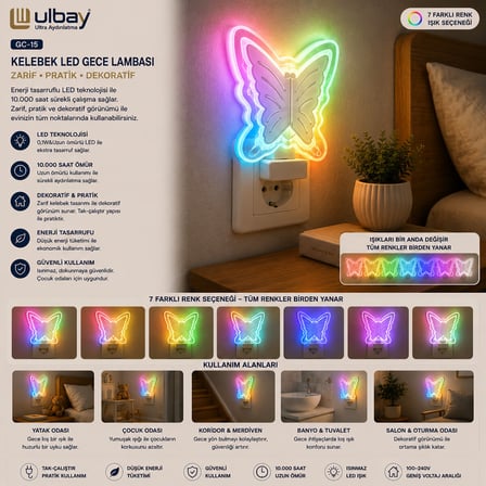10 ADET KELEBEK LED GECE LAMBASI GC-15 (4915)