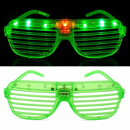 LED Işıklı Panjur Parti Gözlüğü Yeşil Renk Shutter Gözlük (4915)
