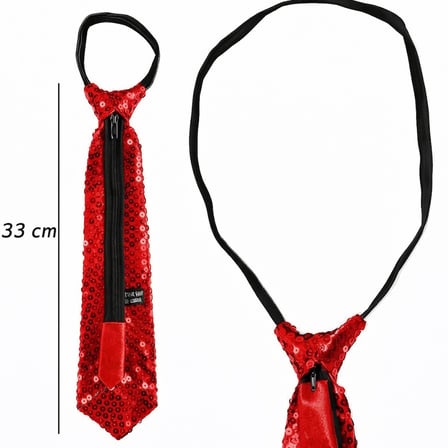 Kırmızı Renk Pul Payetli Işıltılı Parti Kravatı 33 cm (4915)