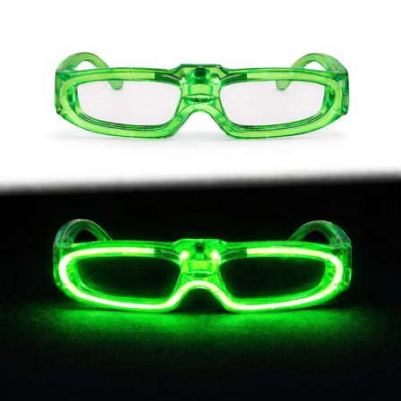 Yeşil LED Işıklı Parti Gözlüğü 3 Modlu – Glow - Gece Eğlence Gözlüğü (4915)