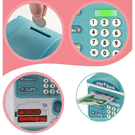 Parmak İzi Görünümlü Elektronik Şifreli Otomatik Kağıt Para Alan Atm Kumbara (4915)