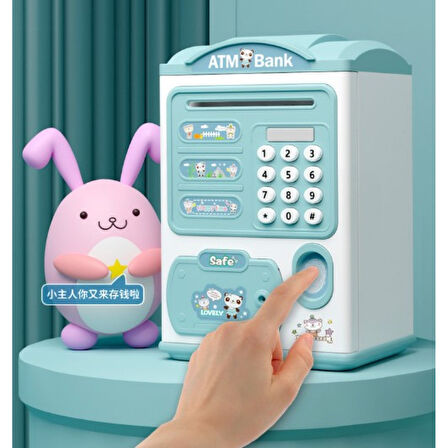 Parmak İzi Görünümlü Elektronik Şifreli Otomatik Kağıt Para Alan Atm Kumbara (4915)