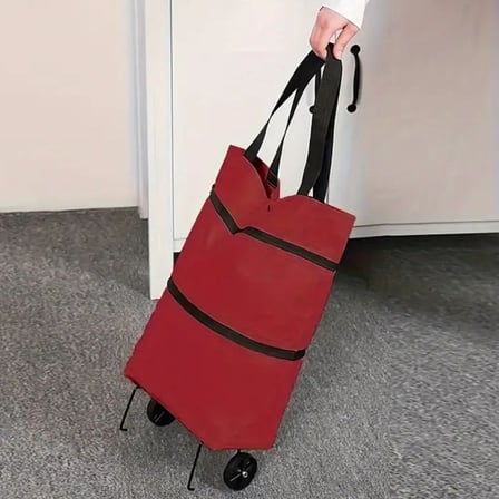 Katlanabilir Tekerlekli Market Çantası,Çok Amaçlı Pazar Arabası,Portatif Alışveriş Bez Torbası (4915)