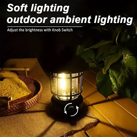 Bluetooth Hoparlör Özellikli Dimerli Led Kamp Lambası Hs66 (4915)