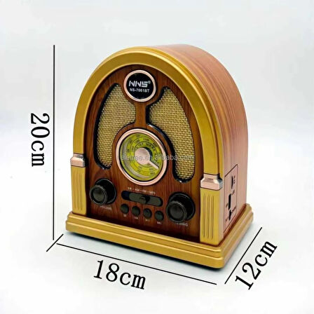 Orta Boy Kubbe Model Retro Ahşap Tasarım Bluetooth Hoparlörlü Radyo – Fm/am Destekli, Şarjlı Ve Taşınabilir Radyo Ns-7061 (4915)