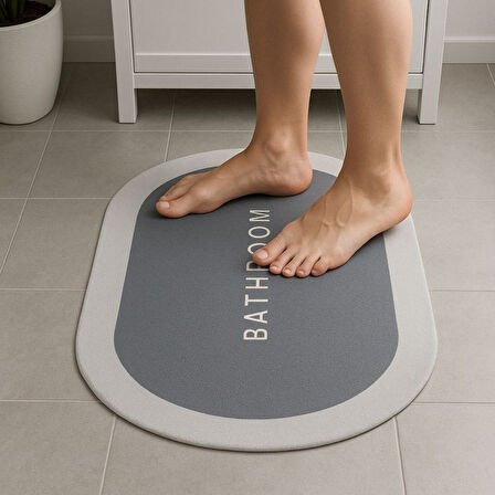 Sihirli Süper Su Emici Kaymaz Tabanlı Oval Paspas 40*60 cm (4915)
