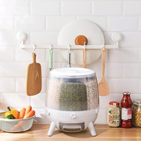 6 Bölmeli 360 Derece Dönebilen 6 Lt Bakliyat Organizeri (4915)