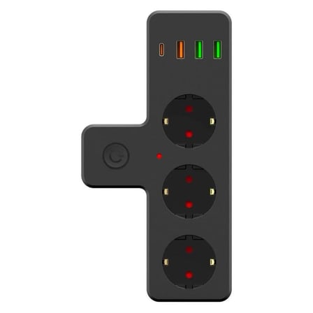 Termal Akım Korumalı 3 Adet Soket,3 Adet USB ve 1 Adet Type-C Girişli 20w Priz Model 3397 (4915)