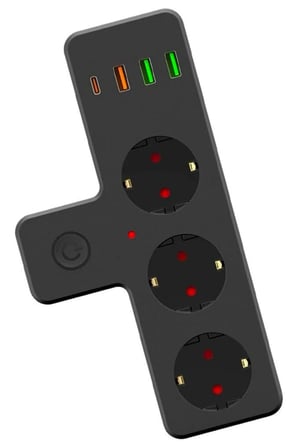 Termal Akım Korumalı 3 Adet Soket,3 Adet USB ve 1 Adet Type-C Girişli 20w Priz Model 3397 (4915)