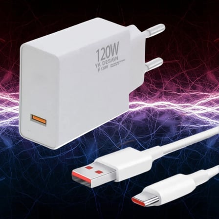 120W USB Hızlı Type C Uçlu Kablolu Şarj Aleti (4915)