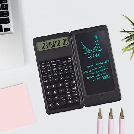 Silinebilir LCD Yazı Tabletli,Kalemli Katlanabilir Bilimsel Hesap Makinesi (4915)