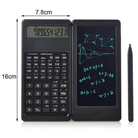 Silinebilir LCD Yazı Tabletli,Kalemli Katlanabilir Bilimsel Hesap Makinesi (4915)