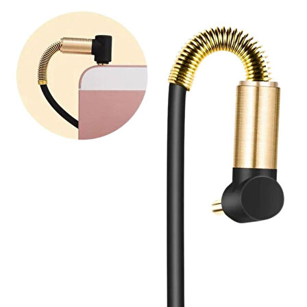 3.5mm AUX Kablosu Jak Erkek Erkek L Tipi 1 Metre Ses Aktarım Kablosu (4915)