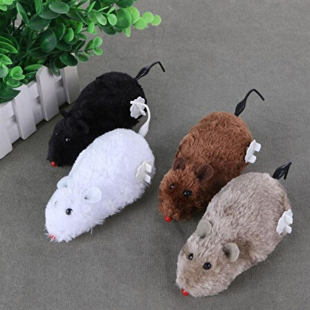 Kurmalı Kedi Eğitim Oyuncağı Tüylü Peluş Fare Yakalama İnteraktif Sevimli Eğlenceli Oyuncak (4915)