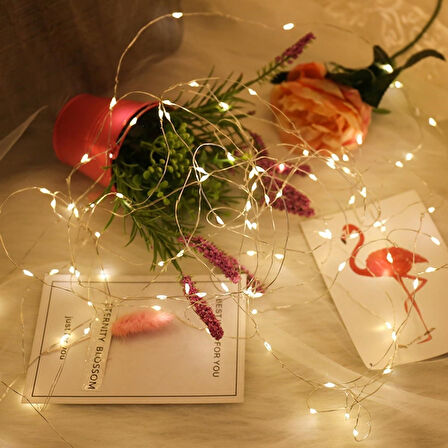 Peri Led Işık 5 Metre (Sarı) Pilli Aydınlatma Şerit Saçak Spot Süsleme (4915)