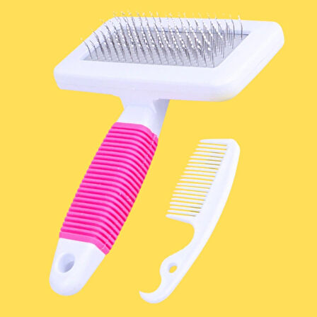 Kedi Köpek Telli Küçük Boy Tüy Bakım Seti Evcil Hayvan Tarama Fırçası (4915)