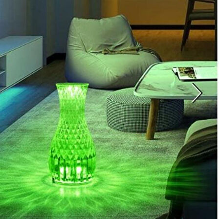 Sürahi Model USB Şarjlı Kumandalı 16 Farklı Işık Modlu Masa Üstü Kristal Akrilik Lamba Led (4915)