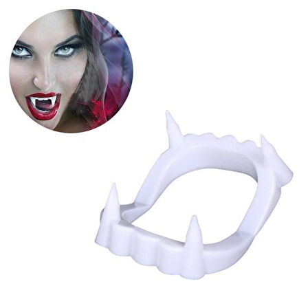 Beyaz Renk Çift Damak Takma Vampir Dişi (4915)